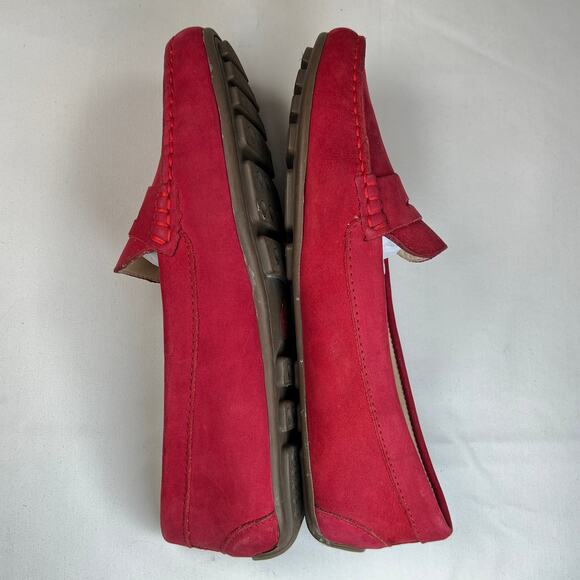 Marc Joseph Leather Driving Loafers Women's 8 Red Slip On Flats Comfort Shoes - Picture 7 of 11